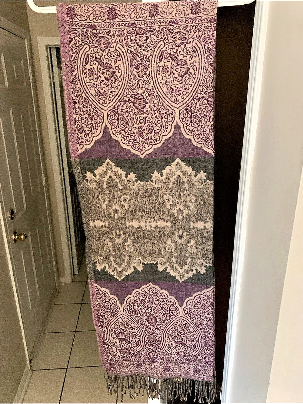 Wilfred Paisley Scarf in Purple & Gray